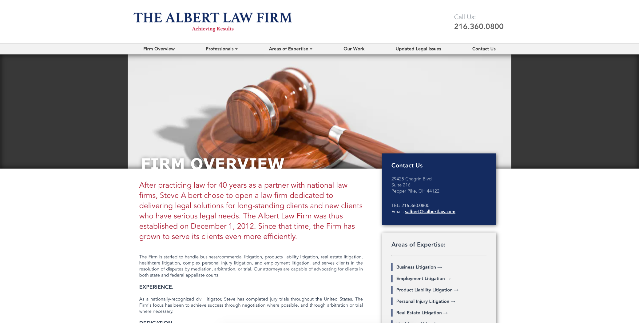 A screenshot of the home page of salbertlaw.com
